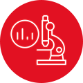 Microscope flat icon featuring Vet Academy